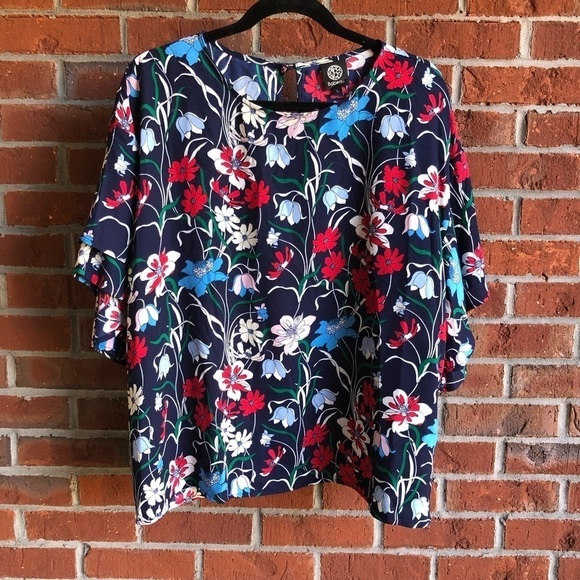 Bobeau Flutter Sleeve Floral Print Top - Size L - Picture 9 of 11